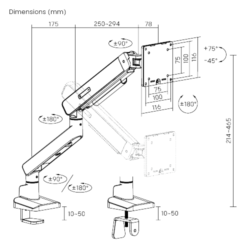 Single Screen Monitor Arm LDT104-C012