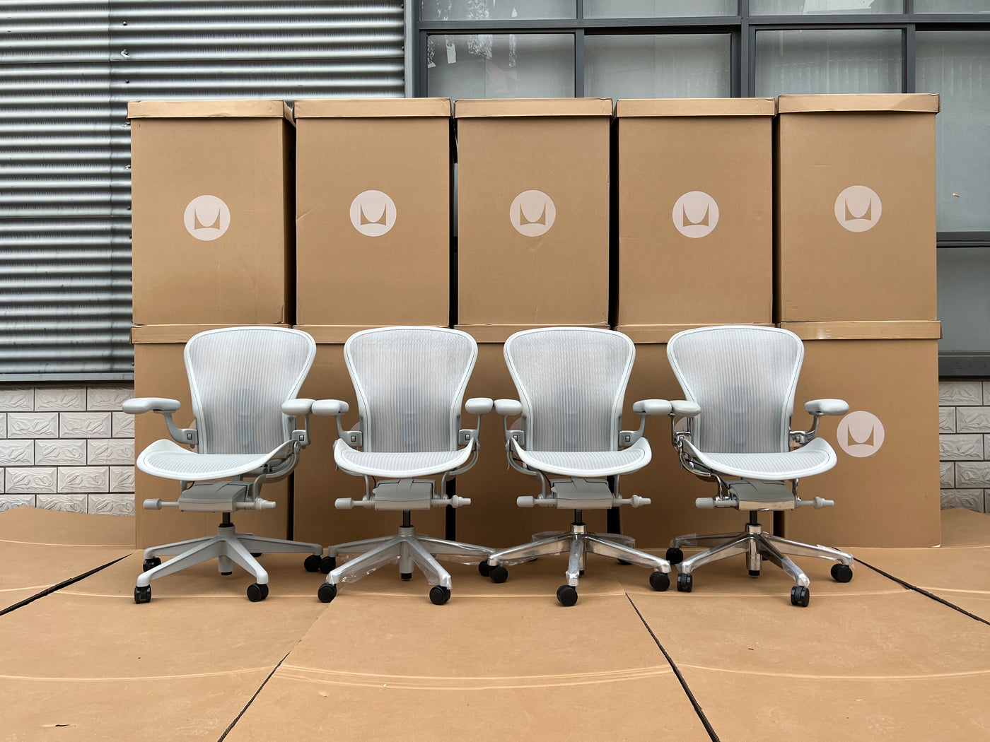 Herman Miller Aeron Chair - Mineral Plastic Base (12 Year Warranty)
