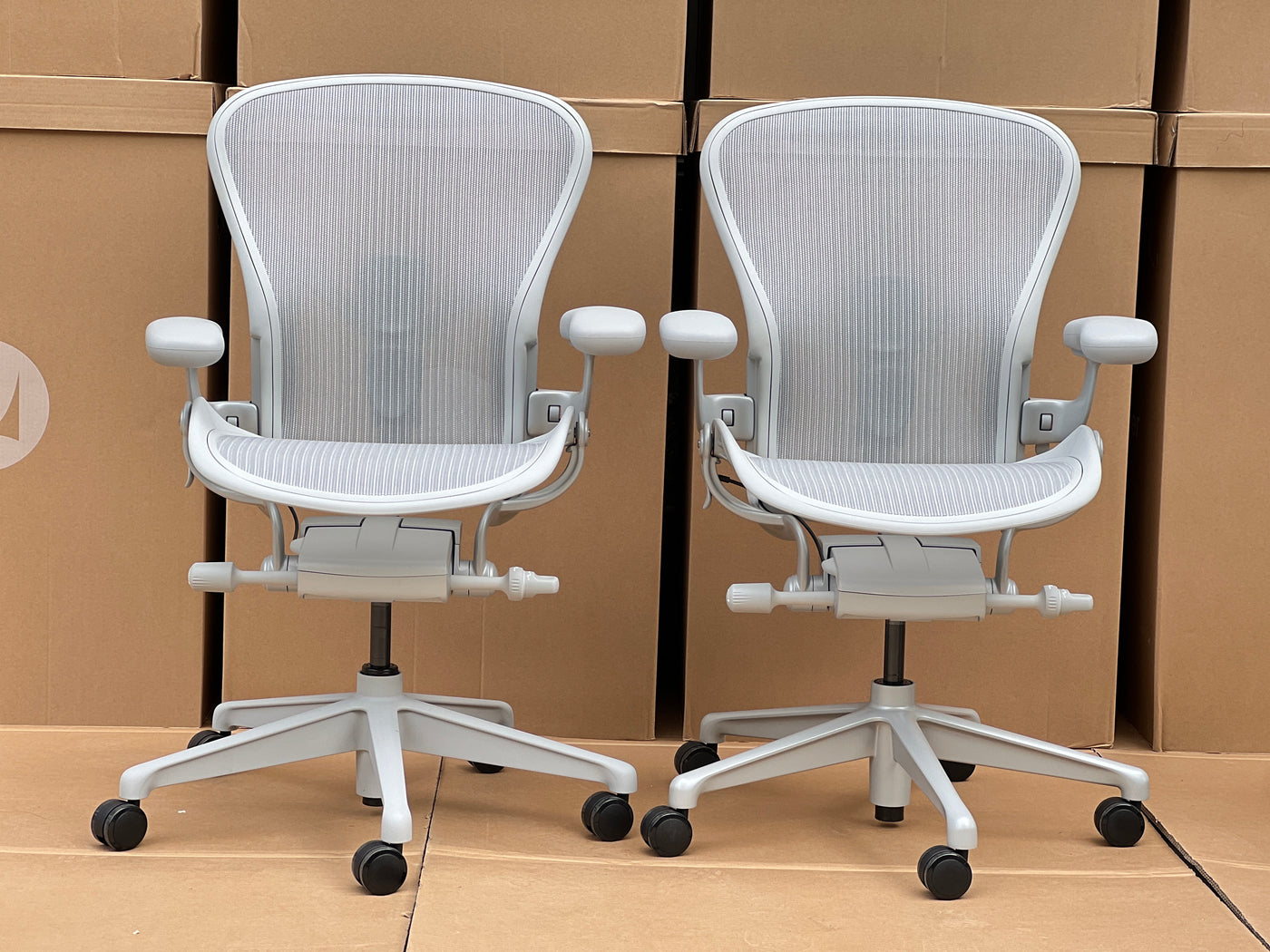 Herman Miller Aeron Chair - Mineral Plastic Base (12 Year Warranty)