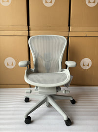 Herman Miller Aeron Chair - Mineral Plastic Base (12 Year Warranty)