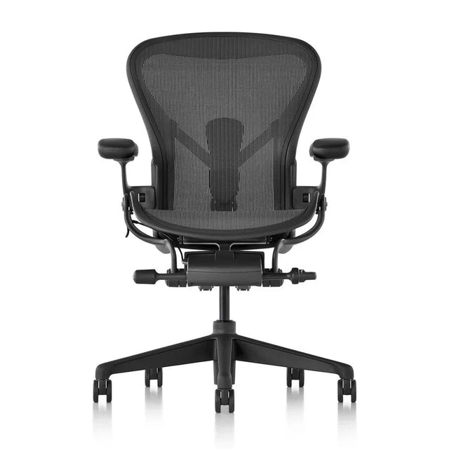 Herman Miller Aeron Chair in Graphite with plastic base – front view