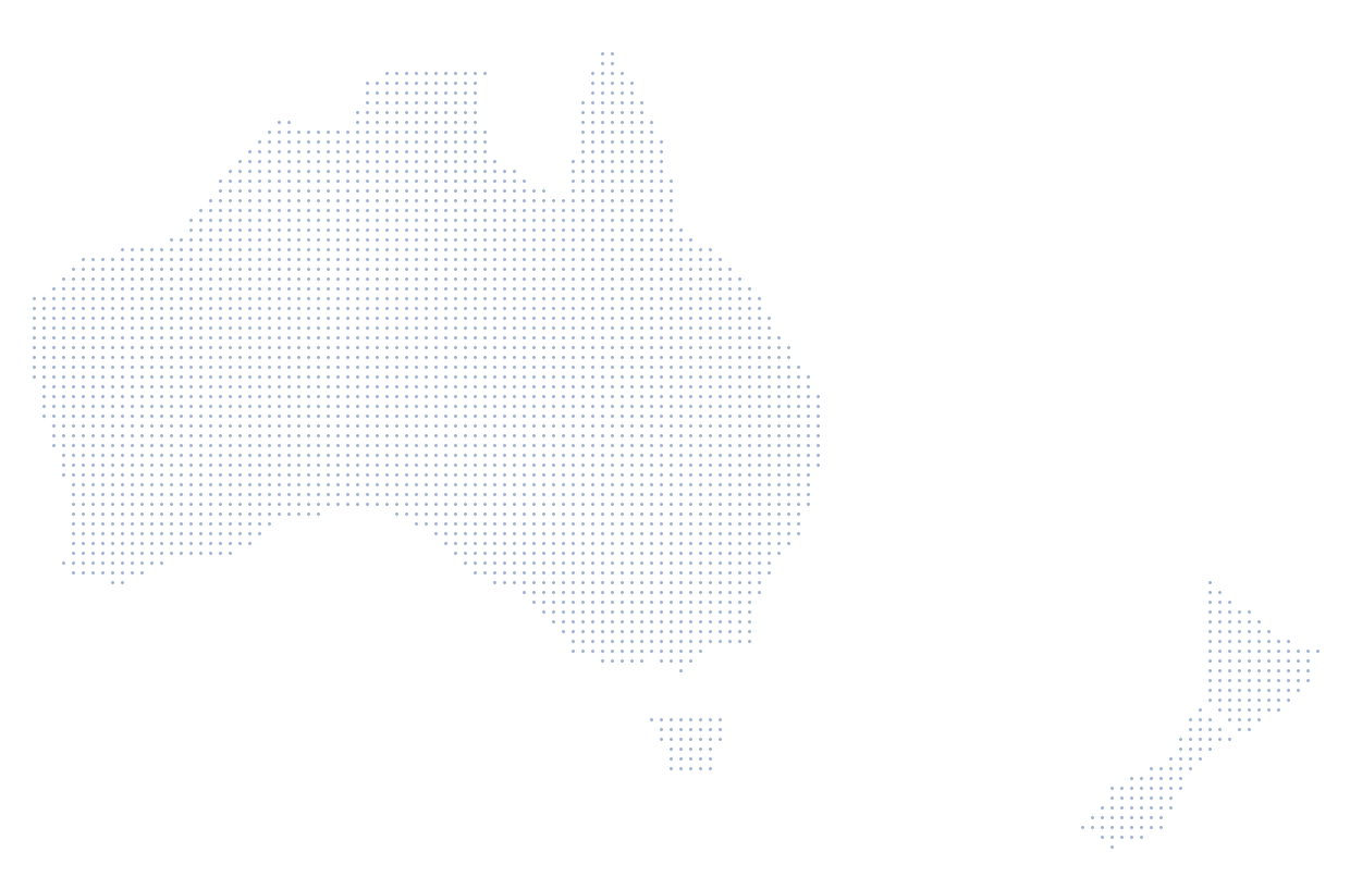 Map of Australia and New Zealand showing Aussie Chair showroom and pickup locations